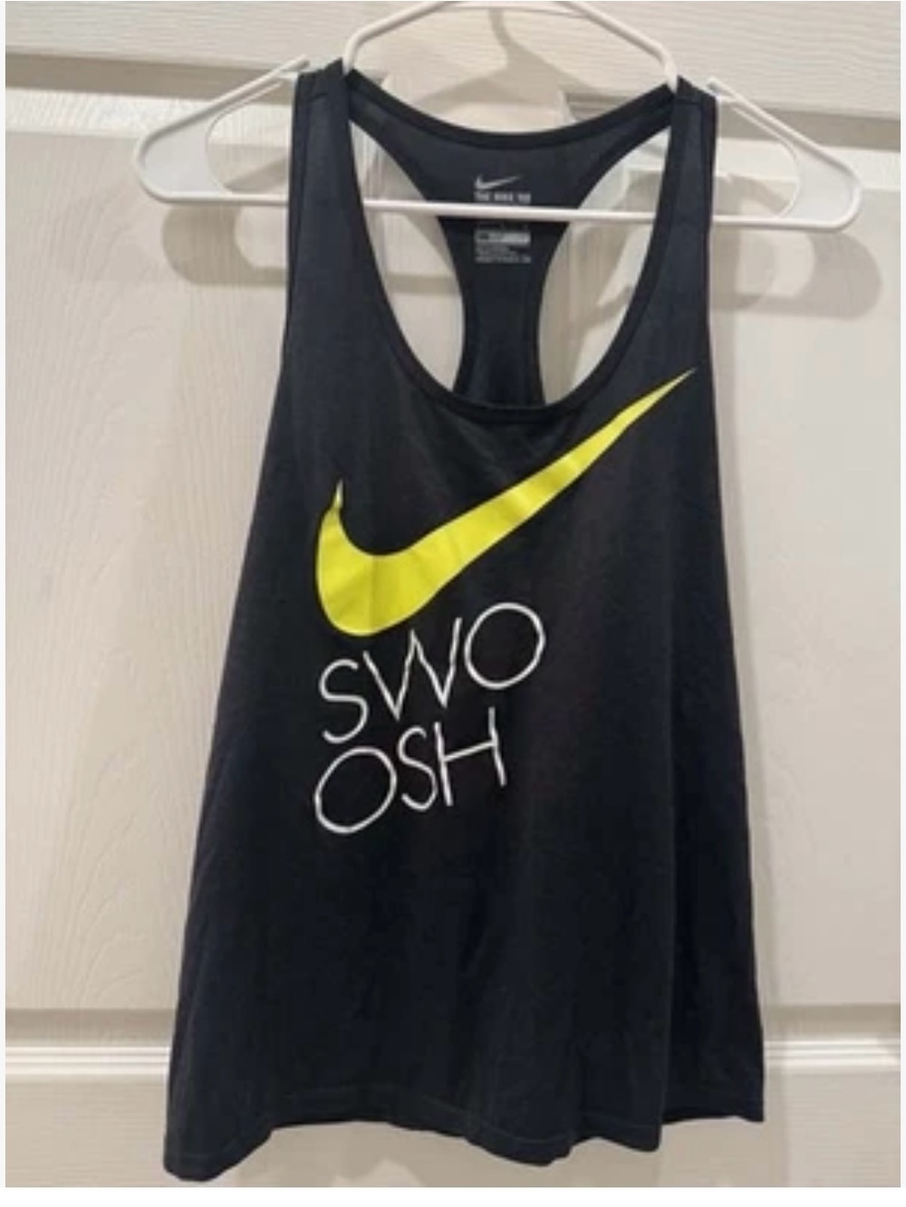 Nike Black Racerback Tank with Neon Yellow Swoosh